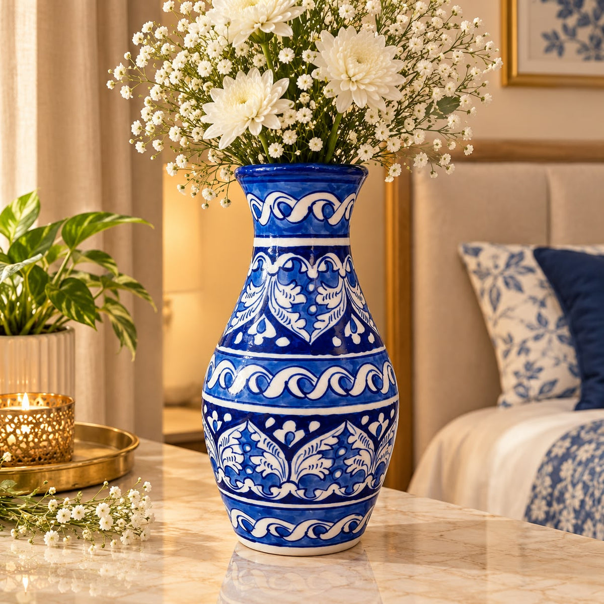 Blue Pottery Medium Vase 0966