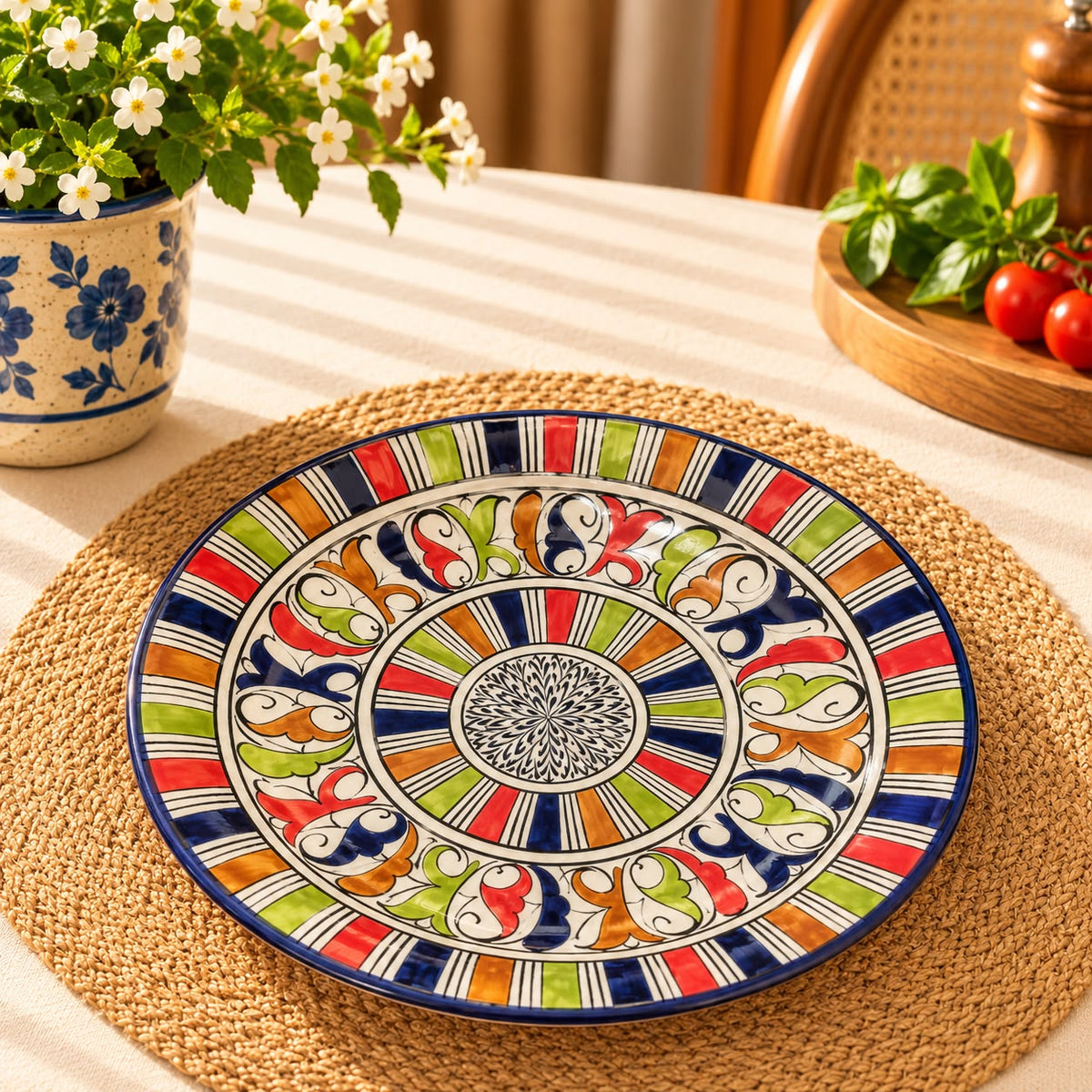 Blue Pottery Dinner Plate – (0465)