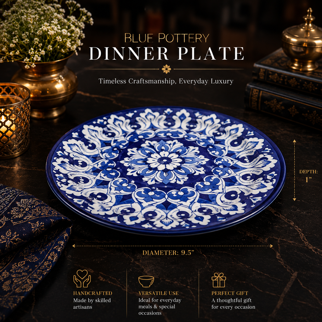 Shahkaar-e-Neel (Dinner plate) 0734
