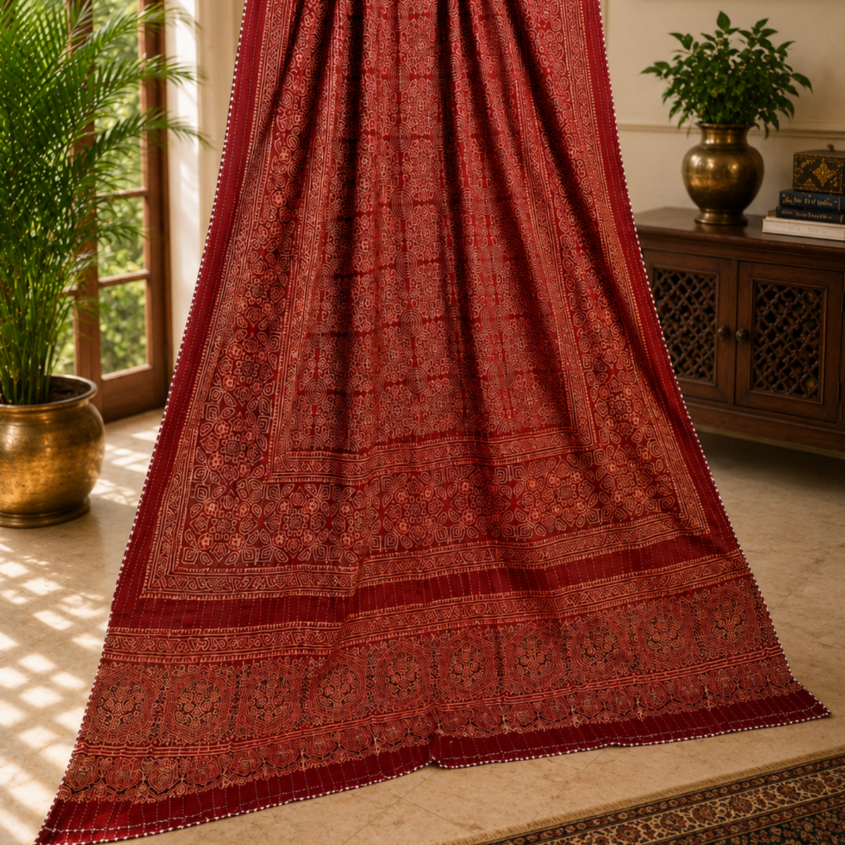 Rally work Ajrak Dupatta 0772