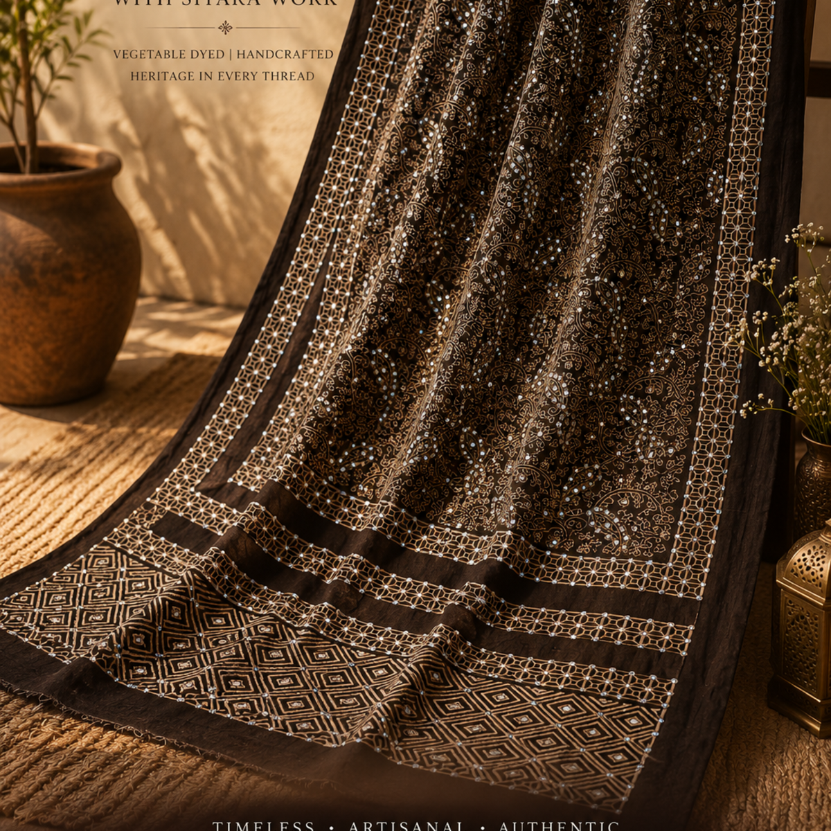 Luxury Sitara work Ajrak Dupatta 0010