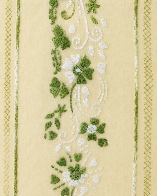 Elegant Lemon Embroidered Kurta 0835