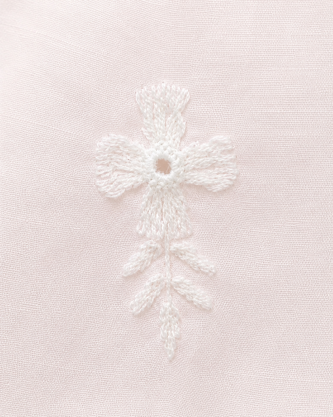 White Floral Embroidery on Blush 0836