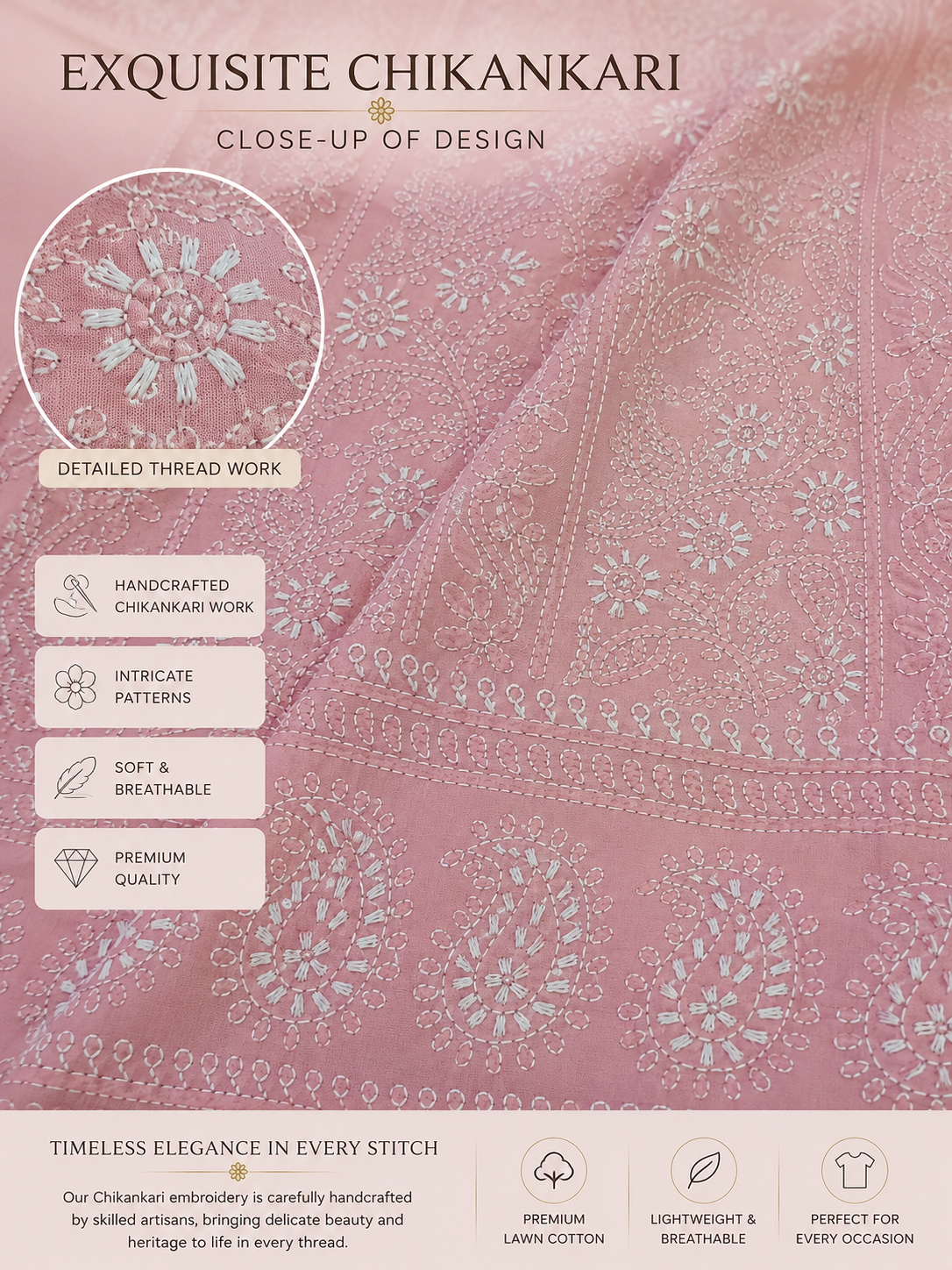 Dusty Rose Pink Chicken kari 2 pc 0027