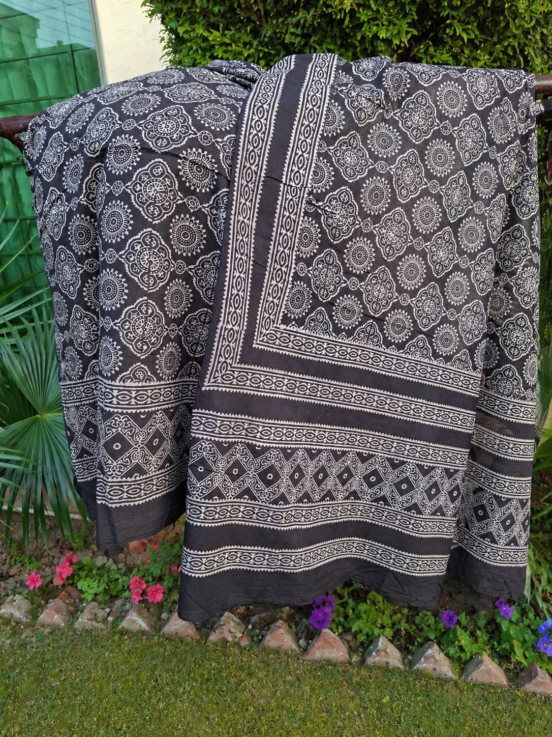 Vegetable dyed ajrak suit 2 pc unstitched 0097