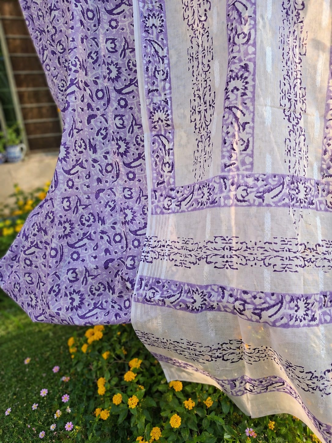 2 pc lawn block print suit 028