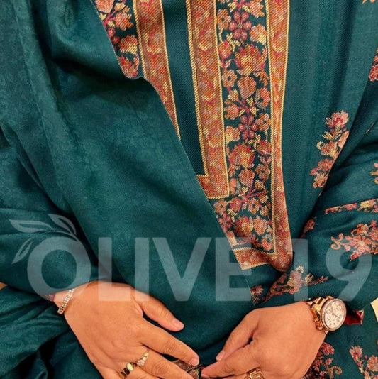 Kaani Pashmina 3Pc Suit (leaf Green) 0045