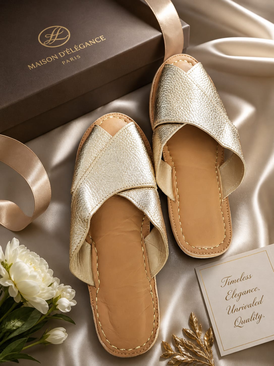 padded leather cross slipper 0066