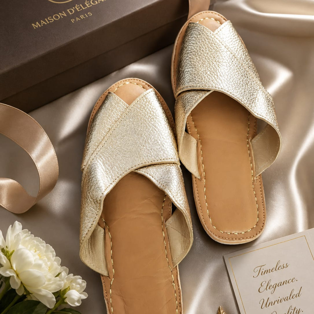 padded leather cross slipper 0066