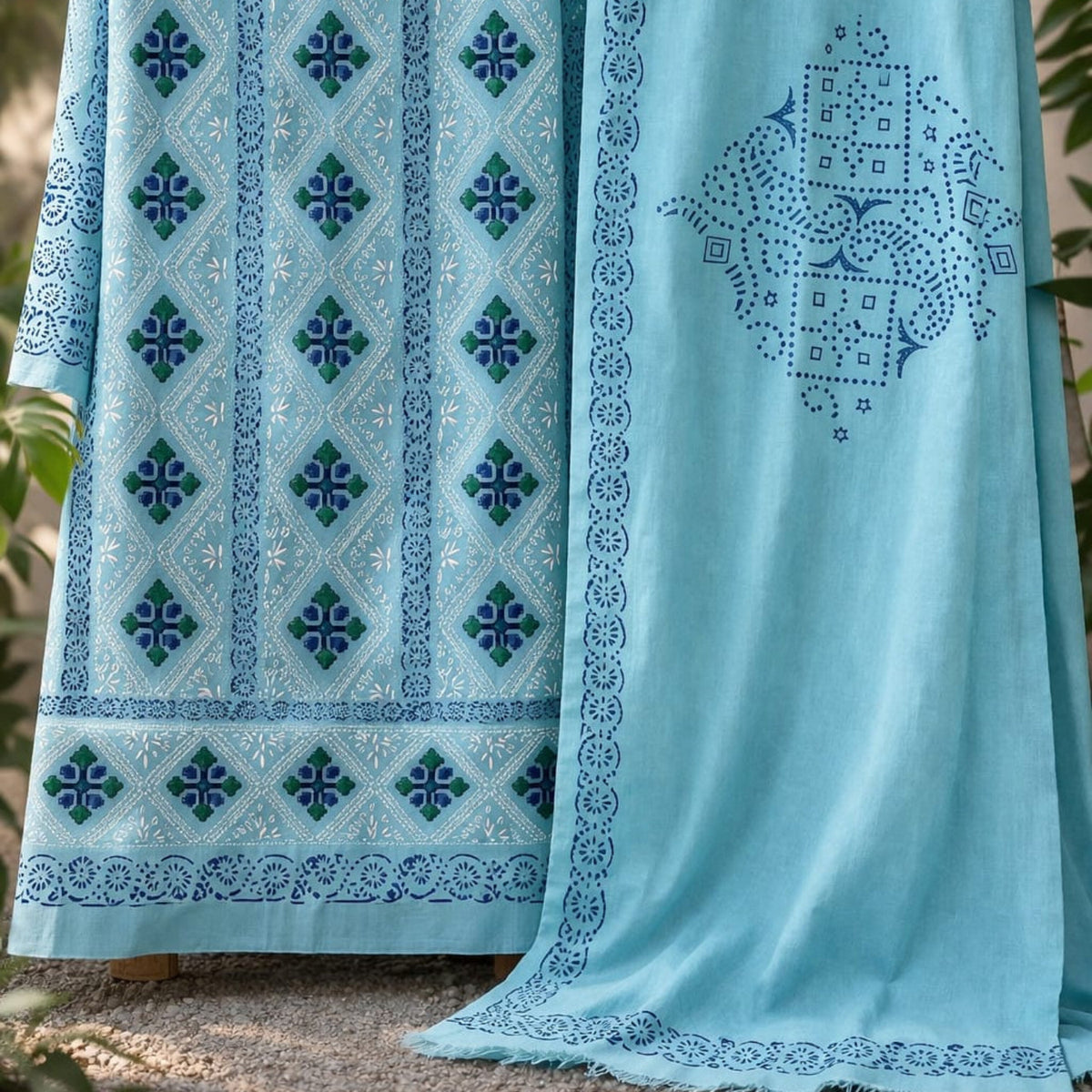 Elegant chicken kari with block print 0030
