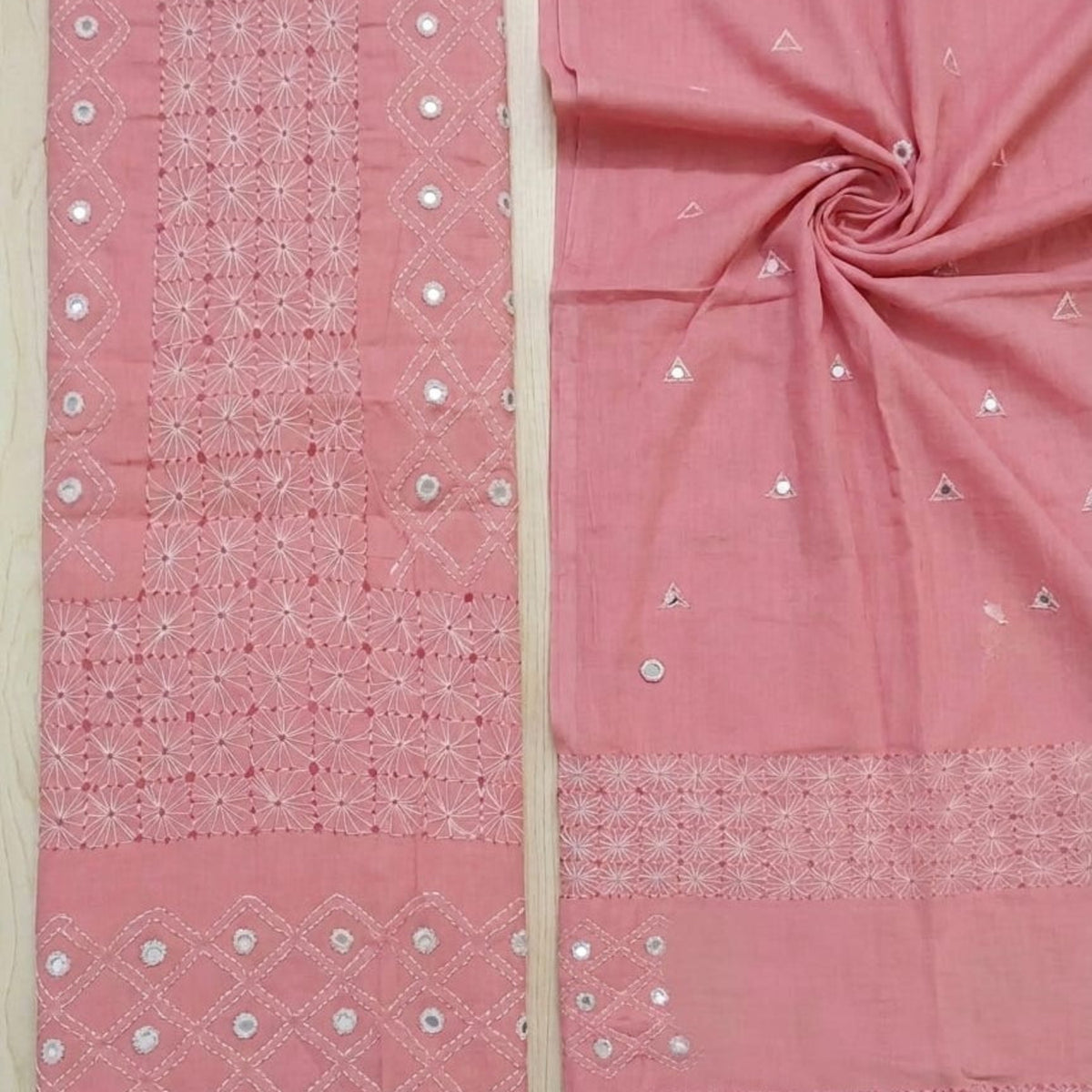 Rose Pink Tarkashi with Mirror 2pc 0026