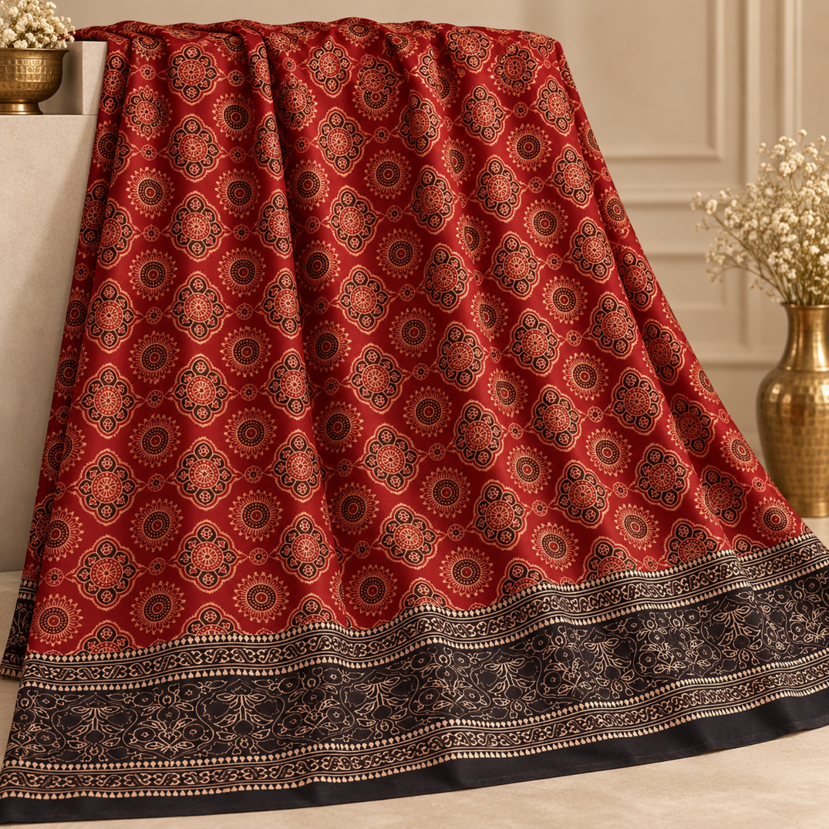 Organic Dyed Shamos Silk Ajrak Shirt 0913