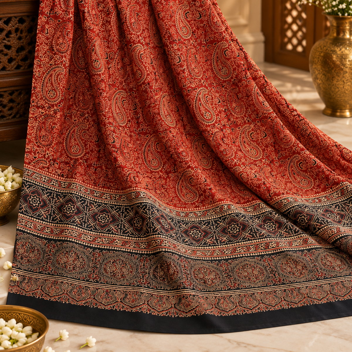 Organic Dyed Shamos Silk Ajrak Shirt 0914