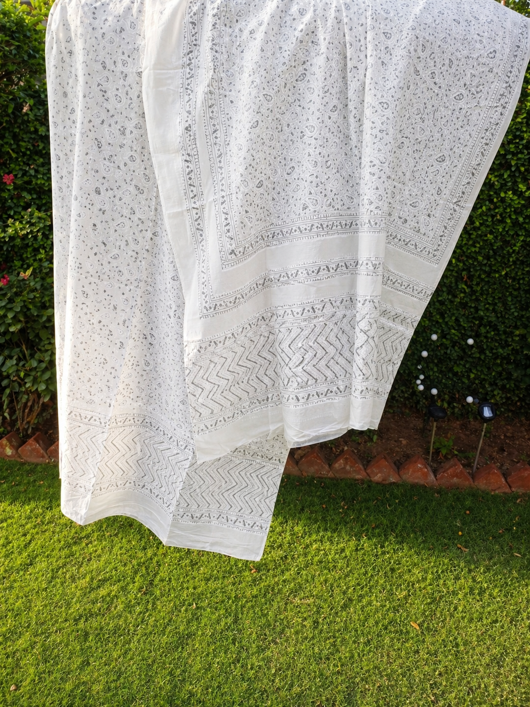 Ajrak Silver block print 0090