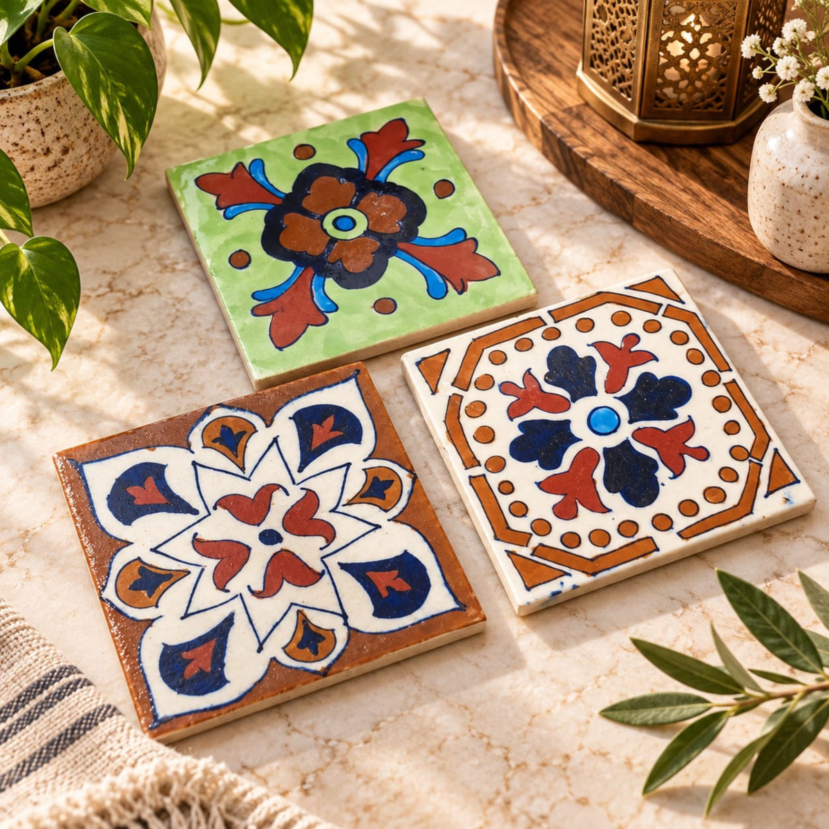 Heritage Hand-Painted Ceramic Tile Set 0950