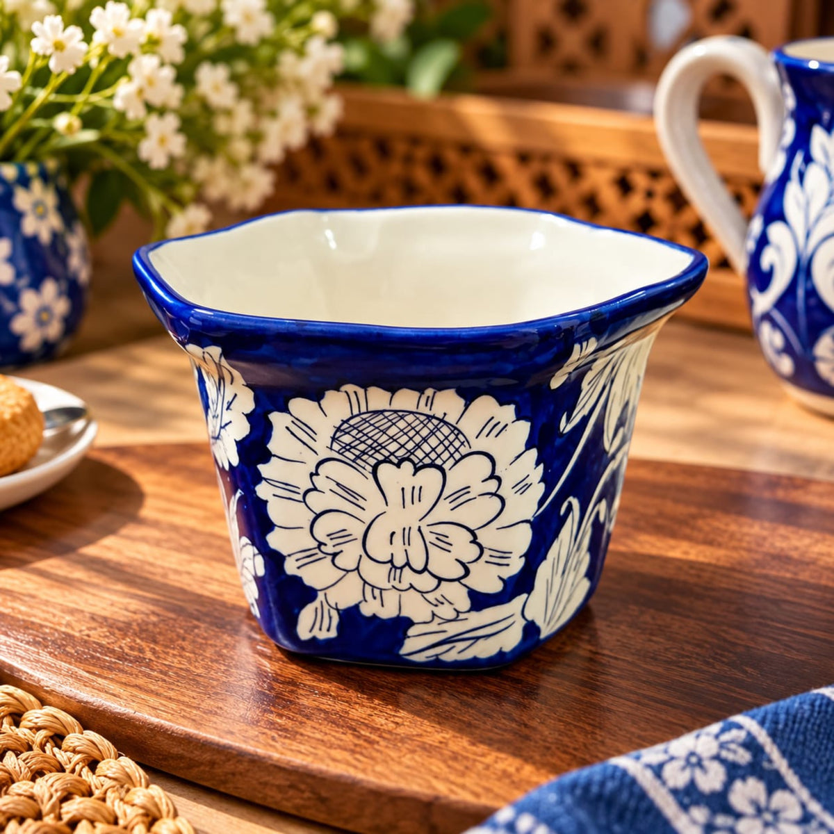 Blue Pottery Planter 0953