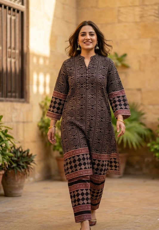 Organic Dyed Ajrak 2Pc Stitched 040