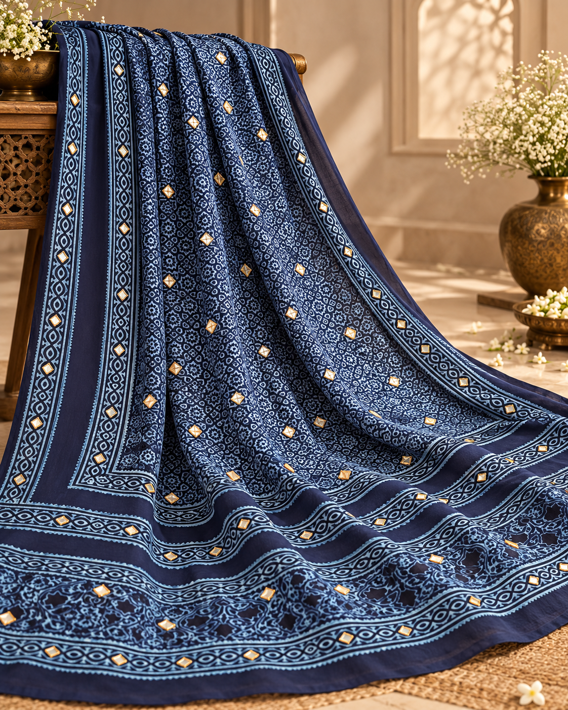 Ajrak gotta work dupatta