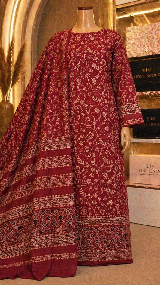 Organic Dyed Ajrak 2Pc UNStitched 044