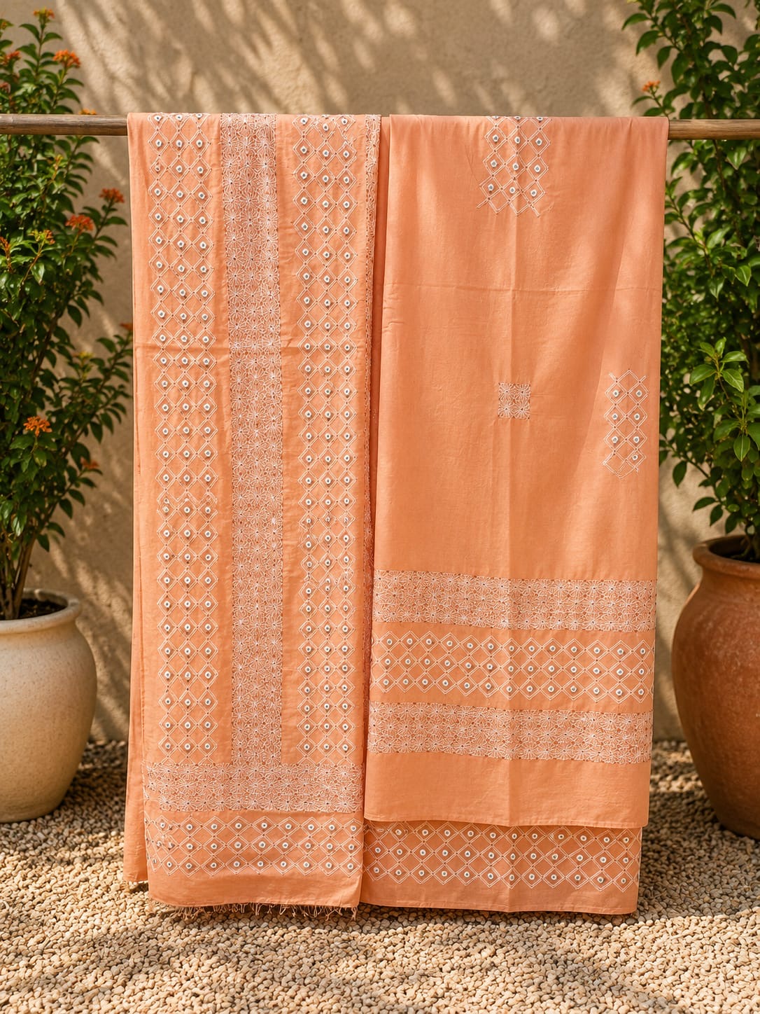 2 Pc Embroidered Shirt & Dupatta 664
