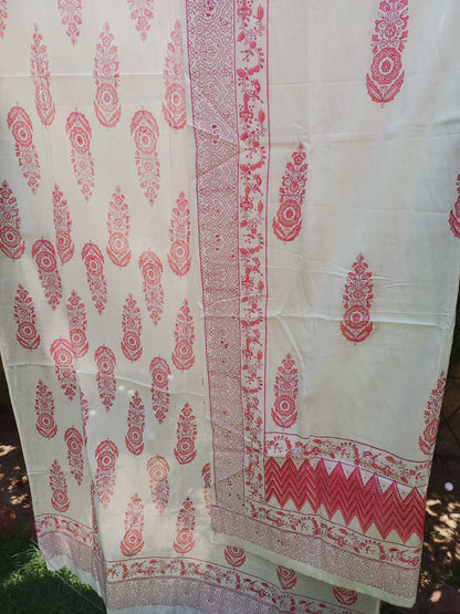 Premium Lawn 2 pc block print suit (unstitched) 0684
