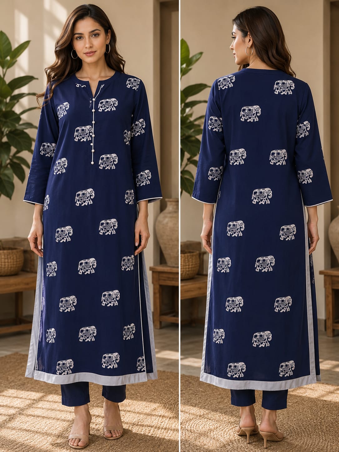 Marina Blockprint Stitched Shirt 0809