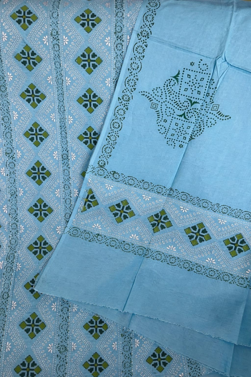 Elegant Chikankari Suit with Blockprint 0193