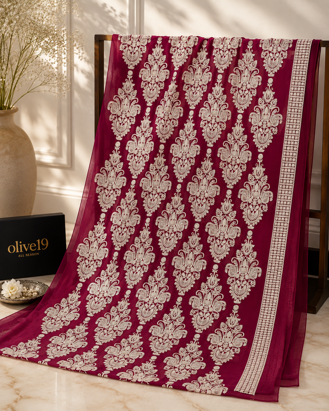 Chiffon embroidered 2 pc 0827 (Burgundy)