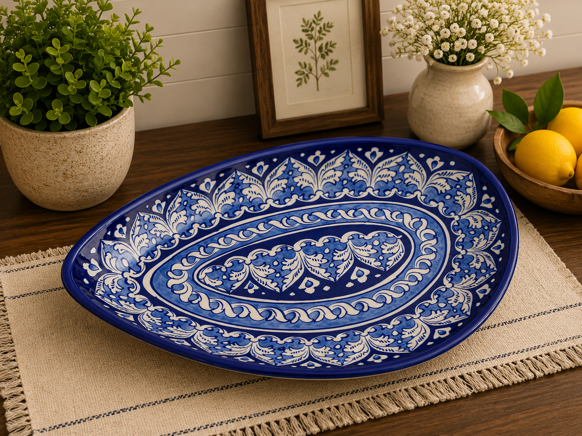 Blue Pottery Samosa Platter 0364
