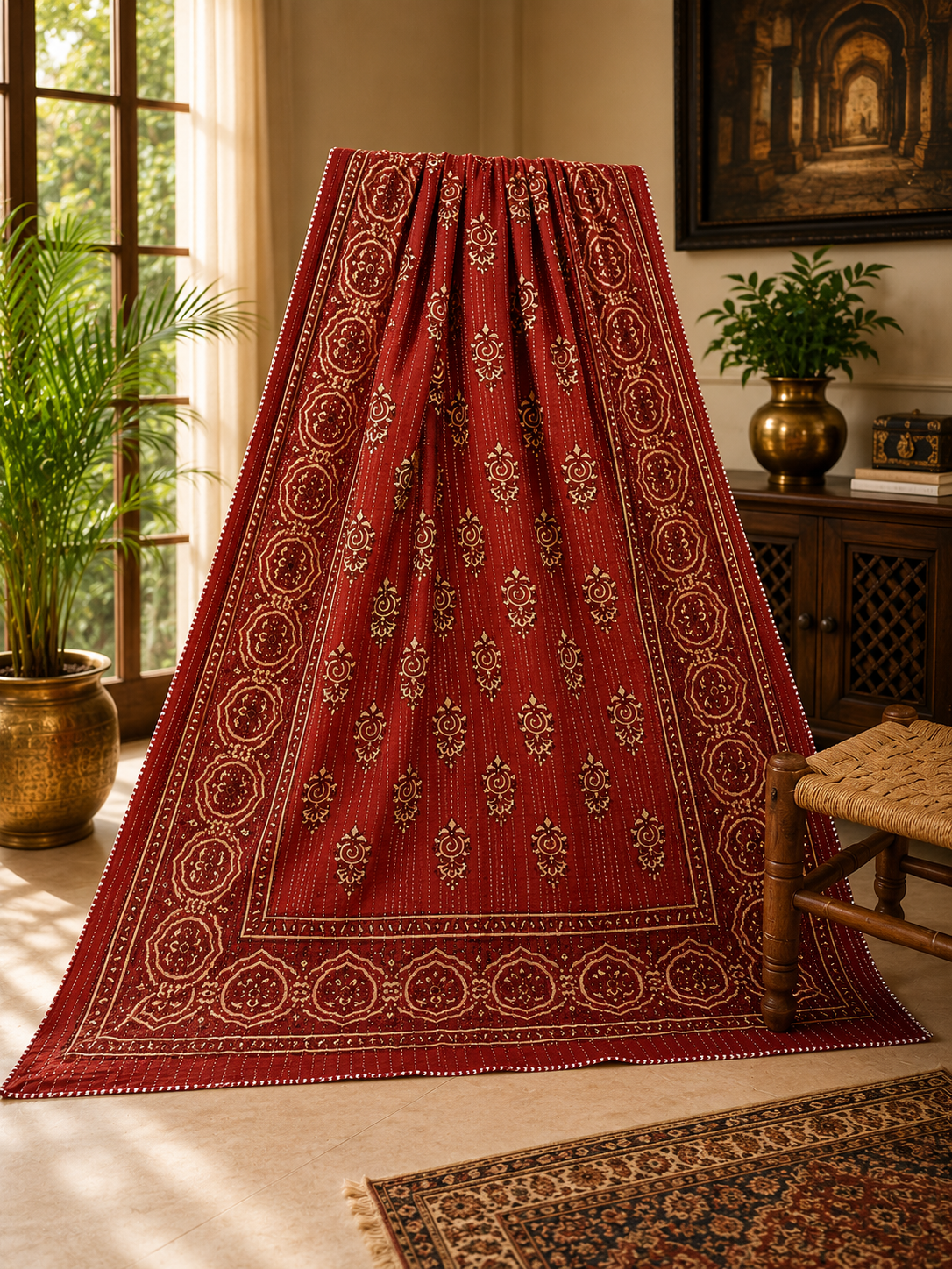 Rally Work Ajrak Dupatta 0773
