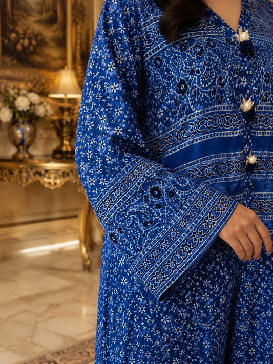 Ajrak Navy Kaftan   0833