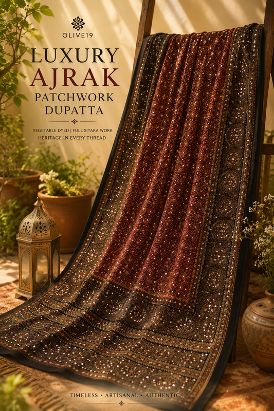 Luxury ajrak Sitara work dupatta 0731