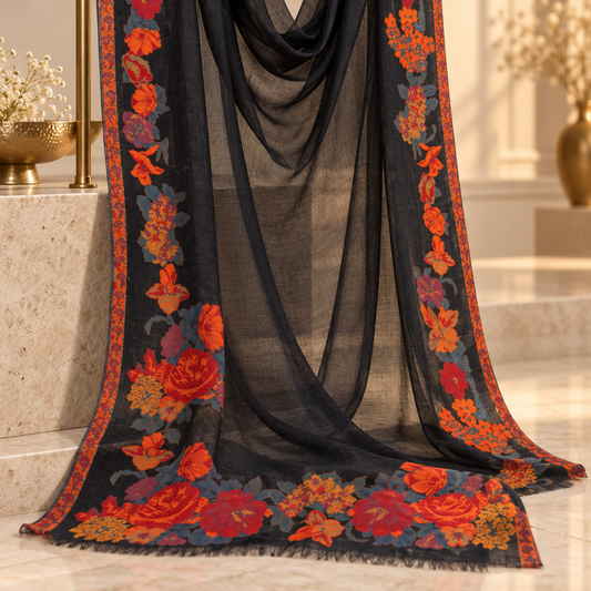 Midnight Bloom Floral Stole 0923