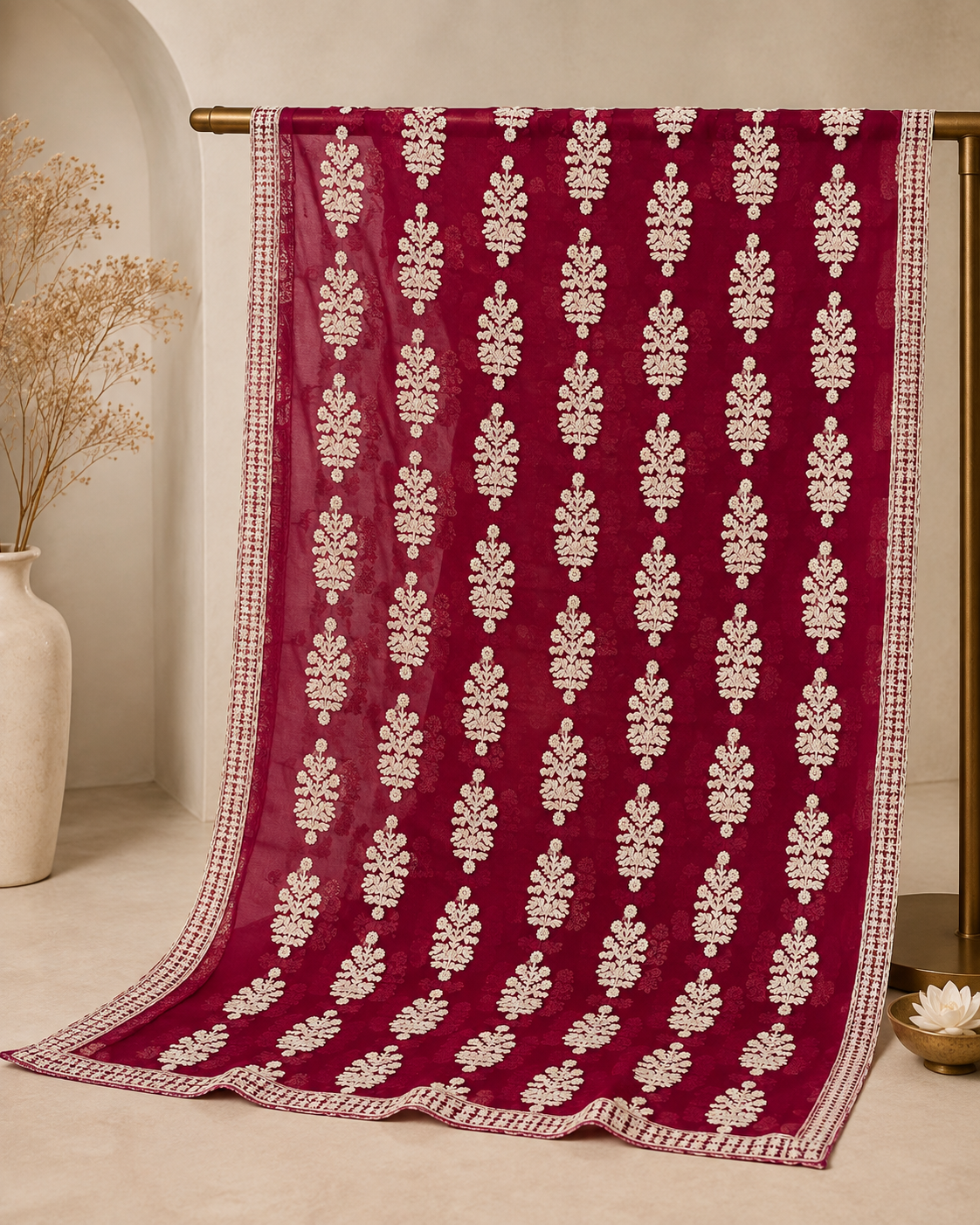 Chiffon embroidered 2 pc 0827 (Burgundy)