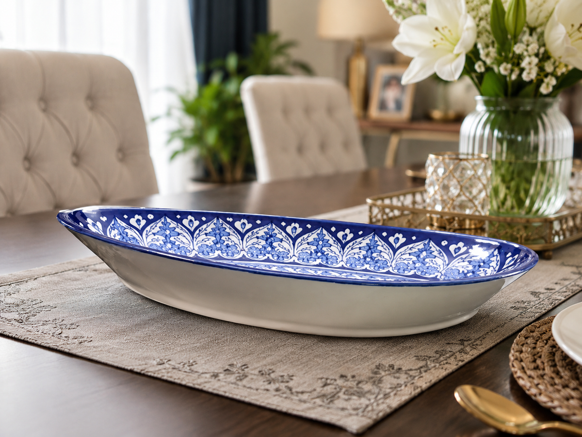 Blue Pottery Samosa Platter 0364