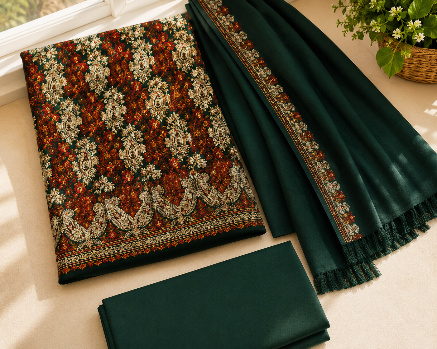 Pashmina suit 0521 (Bottel Green)