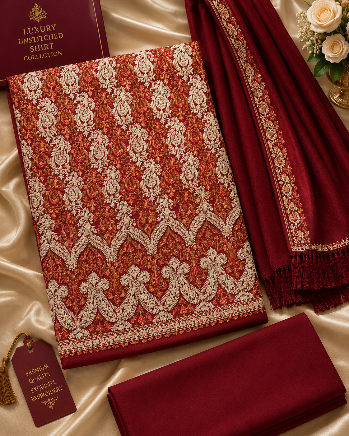 Pashmina Suit (Maroon) 0555