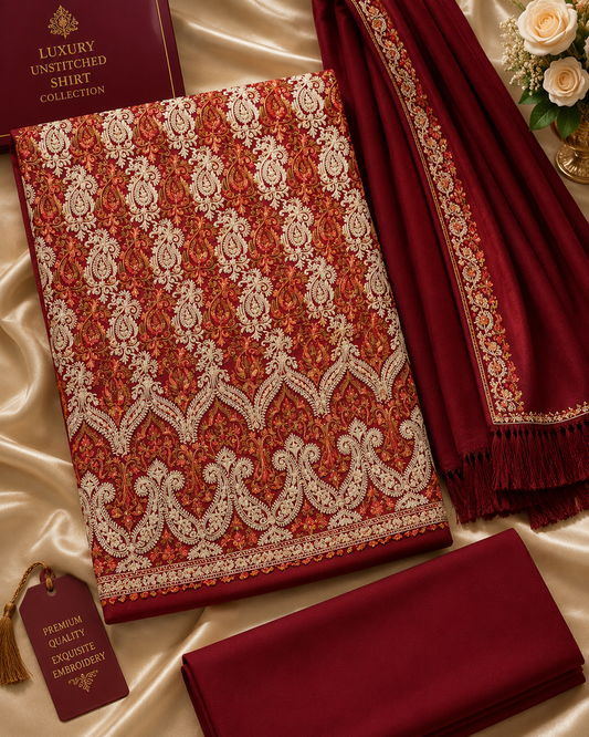Pashmina Suit (Maroon) 0555