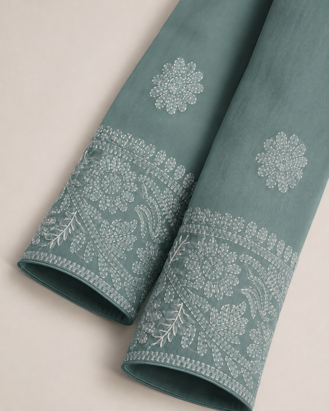 Chiffon Embroidered suit (Seafoam Green) 0838