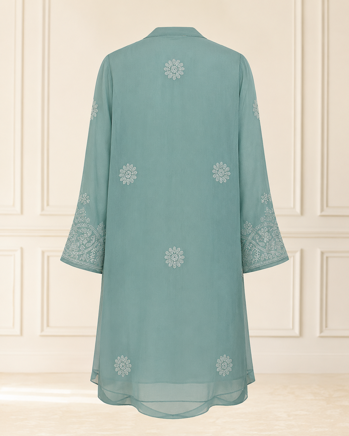 Chiffon Embroidered suit (Seafoam Green) 0838