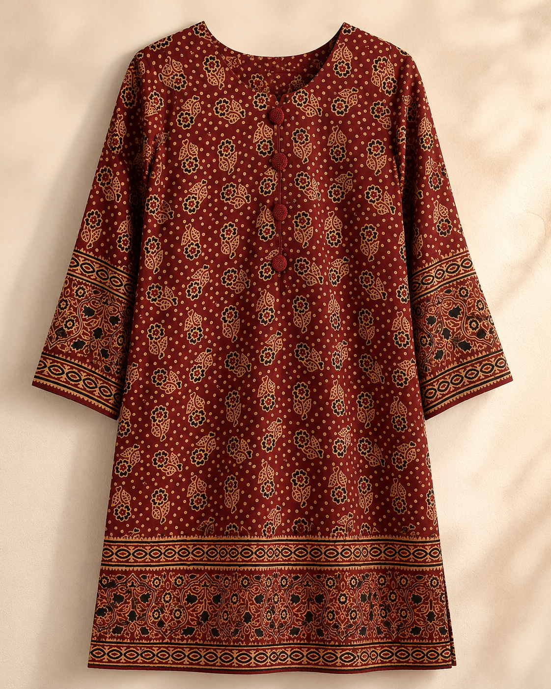 Burgundy Traditional Ajrak 0841