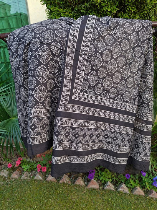 Vegetable dyed ajrak suit 2 pc unstitched 003