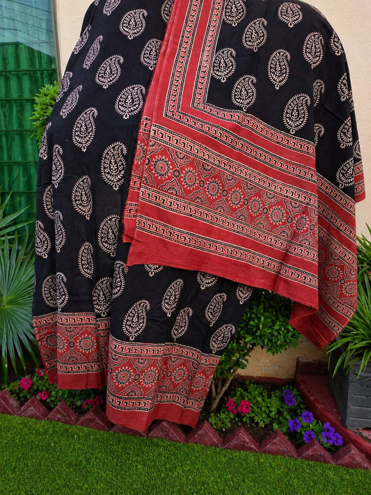 Vegetable dyed ajrak 2 pc unstirched. 002