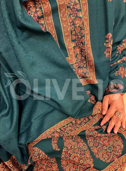 Kaani Pashmina 3Pc Suit (leaf Green) 0525