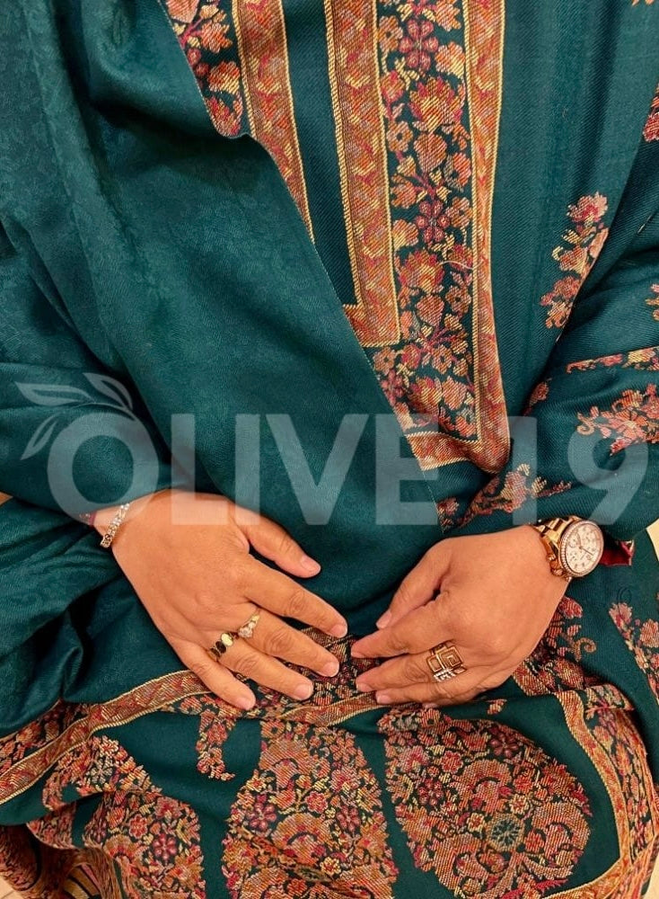 Kaani Pashmina 3Pc Suit (leaf Green) 0525