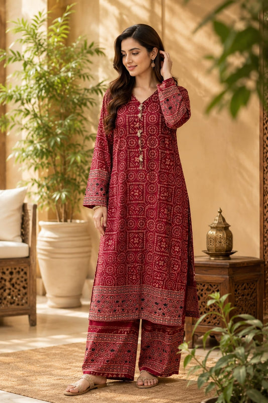 Ajrak 2 pc Stitched  00650