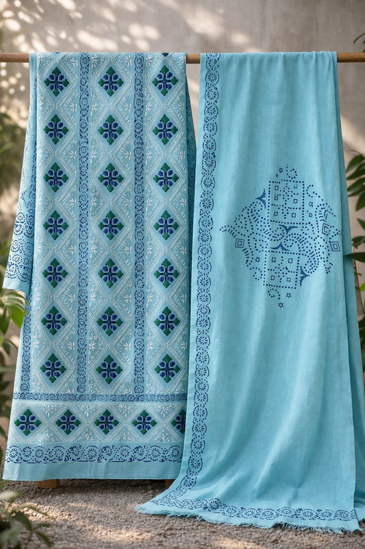 Elegant chicken kari with block print 0710