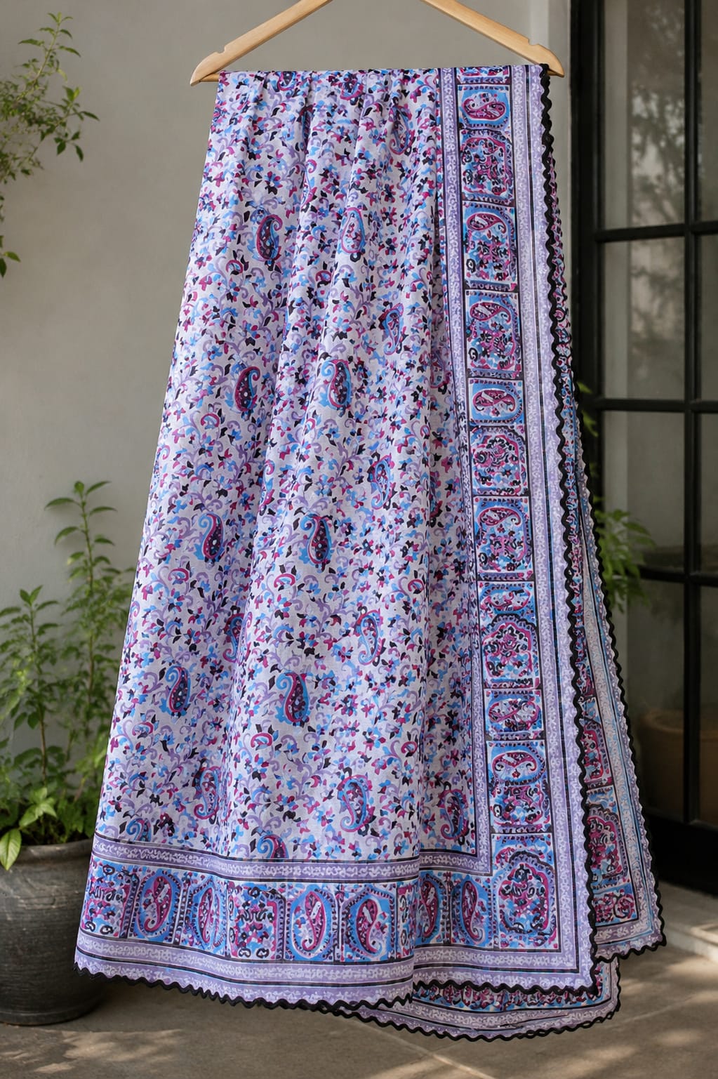 Block print 2 pc stitched suit 001004