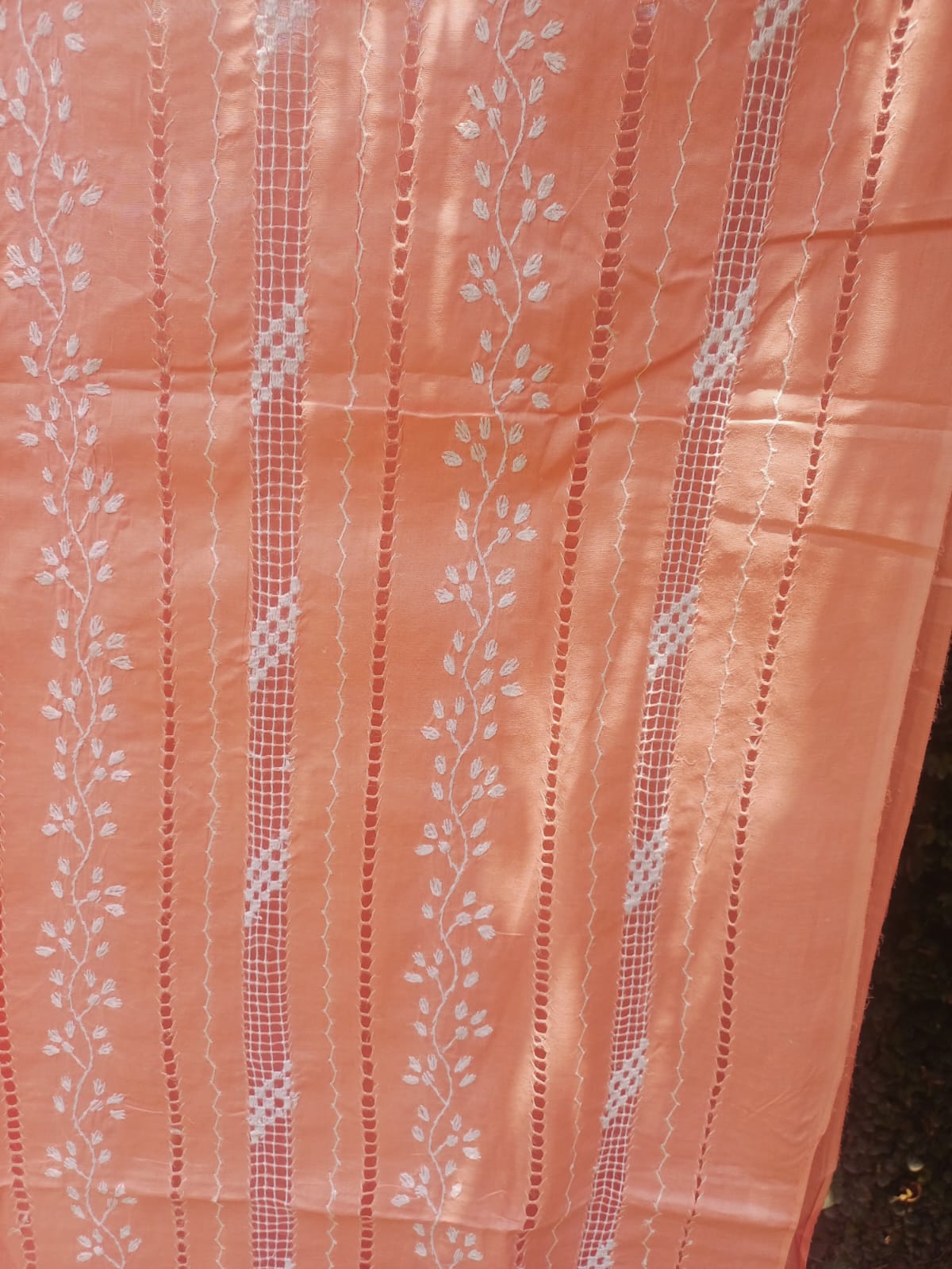 Peach fabric in serene garden 0658