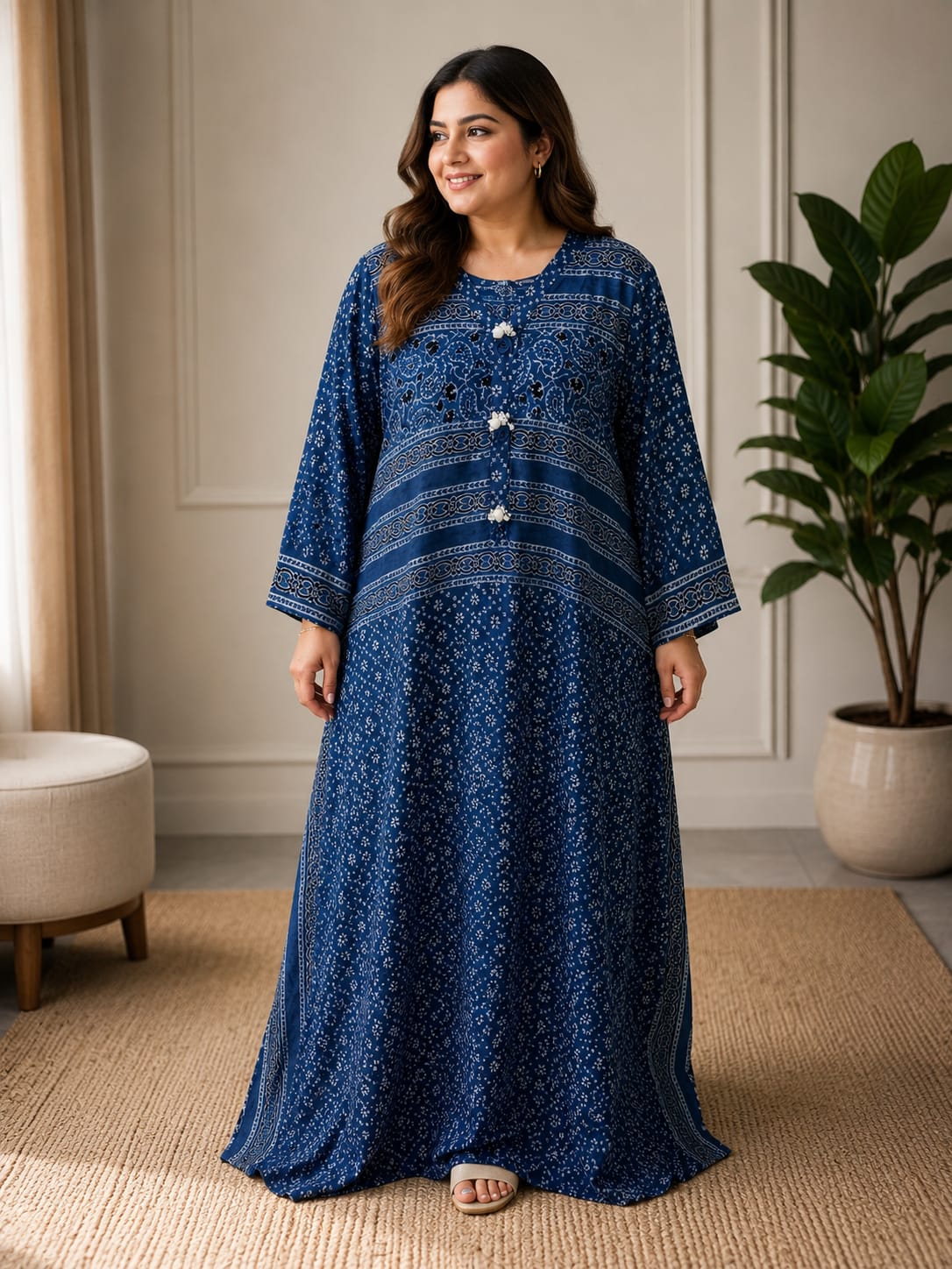 Ajrak Navy Kaftan   0833